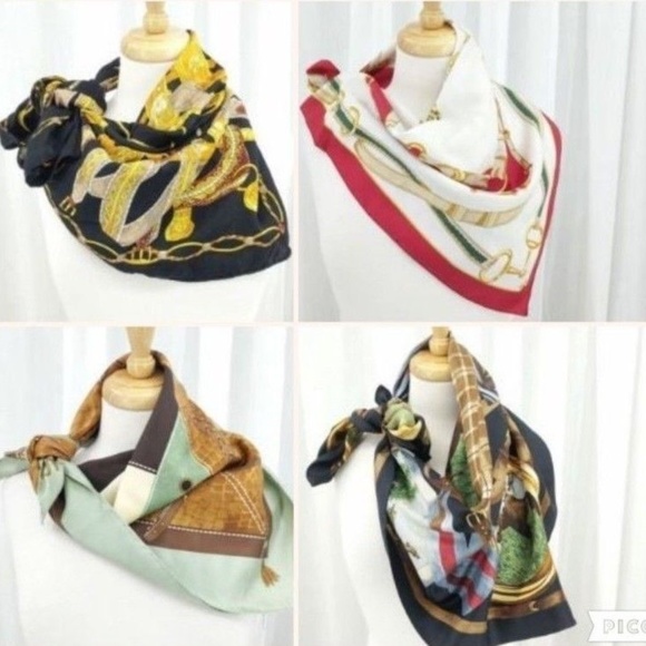 Talbots Accessories - Lot of 4 100% Silk Equestrian Themed Scarves Talbo
